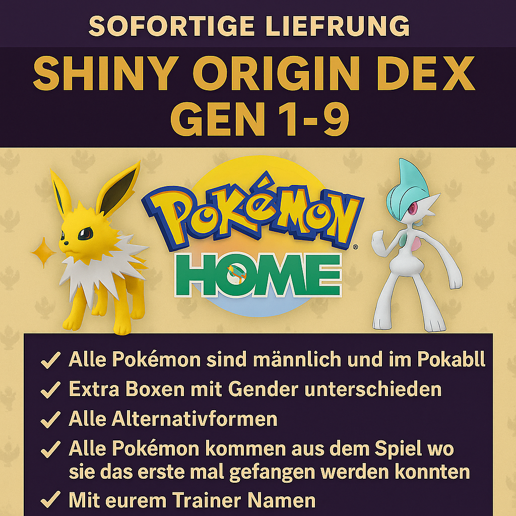 Shiny Origin Dex Gen 1-9